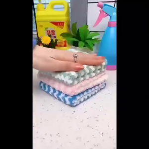 Khăn Lau Đa Năng Làm Bằng Lông Cừu Sọc San Hô Khăn Lau Chén Dĩa Bếp Bàn Tiện Ích -GD836-KhanV25-Soc