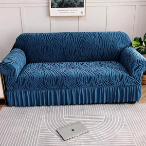 1/2/3/4 Seater Sofa Cover Universal Stretch Slipcover Seat Cover Cotton Thicken Fabric with Skirt Dustproof Antifouling Sofa Cover