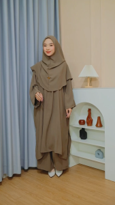 One set Naura matt cringkle airflow premium Kulot+Tunik Jumbo Hijab Instan Busui Abaya Viral