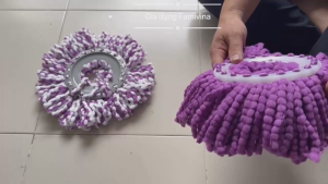 Bông lau nhà 360 độ dòng CAO CẤP sợi bông dày gấp đôi bông thường  sử dụng chung được mọi cây lau nhà mâm tròn