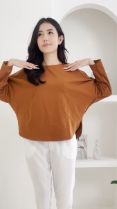 QUEENTIN Kaos Wanita Oversize 0571 Combed Spandex Polos Lengan Panjang