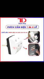 Phích Cắm Điện 1 Ra 5 Đa Năng Tiện Dụng Bộ Chia Ổ Điện Điện Lạnh Thuận Dung