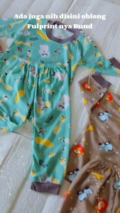 Stelan Oblong Bayi | Lengan Panjang Celana Pampers | Perempuan Laki Laki | Usia 3-12 Bulan Motif Full Print