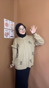 Cardigan Rajut Wanita - popy cardi pita Premium - atasan knitwear