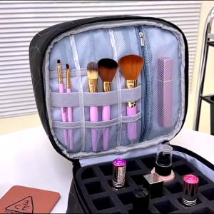 Nail Art Tool Storage Bag Nail Organizer 30 Grids with Handle Manicure Bag Professional Handbag Nylon Double Layer Makeup Bag