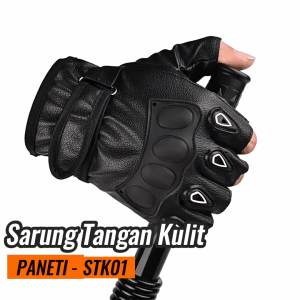 Sarung Tangan Motor Kulit Elastis Pria Tactical Half Finger Leather Gloves - STK01