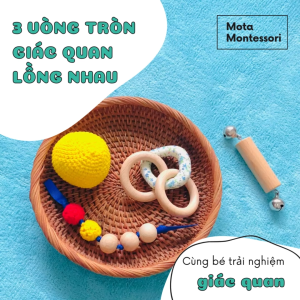 [MJO 006 - Mota Montessori] Đồ chơi montessori Set 3 vòng tròn giác quan lồng nhau cho bé 3-6 tháng phát triển vận động và giác quan - Hàng chính hãng