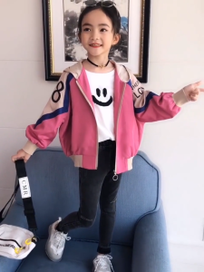 เสื้อผ้าเด็กผญ แจ็คเก็ต ดีไซน์การพิมพ์แฟชั่น เสื้อแจ็คเก็ต มีฮู้ดผ้าฝ้ายลำลอง สำหรับเด็กผู้หญิง