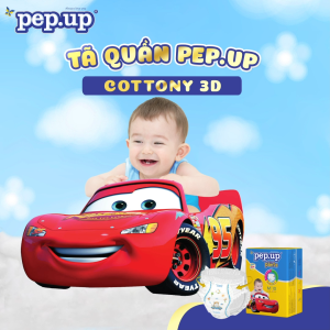 Combo 2 gói Tã/ Bỉm Quần Em Bé Pep.up Cottony 3D Gói Trung Siêu Mềm Mại Siêu Khô Thoáng Size S/M/L/XL/XXL
