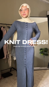 lll SEOUL DRESS KNIT RIB / BASIC WOMAN LONGSLEEVE KNIT DRES MAXI KOREAN STYLE DRESS BODYCON FIT TO BODY SLIM