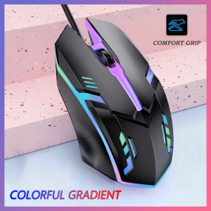 MG05 Mouse Gaming RGB Colorful 7 LED light Wired Kabel usb Optical For Laptop Komputer Game - Black