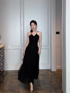 ZYHT EraVogue เดรสผู้หญิง เดรสสีดำ เดรสสายเดี่ยว เดรสชีฟอง เดรสทำงาน เดรสไฮโซ เดรสวินเทจ เดรสออกงาน เดรสปาร์ตี้ ชุดราตรี 9828