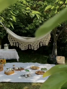 [รองรับน้ำหนัก150KG]hammock cotton outdoor เปลญวนถัก เปลญวนผู้ใหญ่ เปลนอนแบบถัก แปลยวนผู้ใหญ่ เปรนอนผู้ใหญ่ เปลแขวน สไตล์โบฮีเมียนข