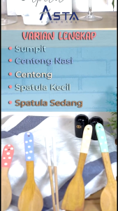 Spatula Set 5 pcs | Sutil Kayu Set Wooden Anti Jamur