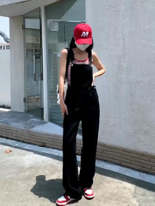 Jumpsuit Jeans Wanita Korean Style Oversize Vintage Polos Premium Kekinian Casual Celana Kodok Jeans Wanita Terbaru