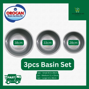 3pcs Basin Orocan Silver Basin Set Multipurpose Heavy Duty Basin | Laundry basin | Babaran | Tub - Orocan#8581S82S83S