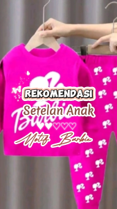Setelan Anak Model Long Sleeve dan Celana Joger Motif Barbie Polkadot Usia 1-5 Tahun - Fashion Anak Terbaru