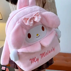 New Sanrio Cute Cartoon Plush Backpack Kuromi Large Capacity Melody Backpack School Girls Korean Backpack Gift For Girls