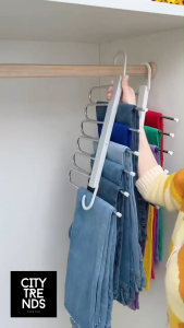 Multifunctional Magic Folding Stainless Steel Clothes Hanger for Pants 1pc with Extendable Clothes Storage Rack Space Saving Clothes Hanger