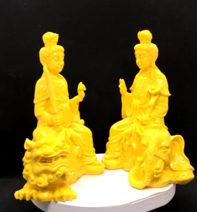 Tượng ngài  Văn Thù Bồ Tát Phổ Hiền Bồ Tát bằng đá đúc (nhiều màu sắc). Trang trí trên ô tô tiểu cảnh bonsai ghép lũ