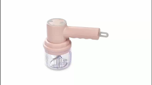 HOME UPGRADE DEPOT 2 In 1 Handheld Food Chopper Whisk Egg Beater Handheld Food Chopper & Whisk 304 Stainless Steel Blade Food Grade PP Main body 3-speed settings pulse function 250ml USB-powered wireless multi-function