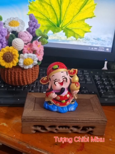 Tượng Thần Tài Phong Thủy 9cm Trang Trí May Mắn Cầm Hồ Lô