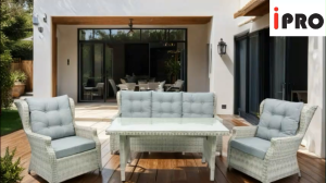 IPRO Rattan Sofa Outdoor Sofa 5 Seater Balcony Garden Table and Chair Set Sofa Rotan Set Meja Kerusi Rotan Taman Outdoor