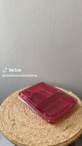 Thinwall Sekat 4 bento Kotak Makanan bekal bersekat 4 + tutup Kontainer Food Persegi 50 Pcs  Berlian