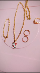 SSATU SET PERHIASAN TITANIUM ANAK ANAK RANTAI NORI ANTI KARAT DAN ANTI LUNTUR