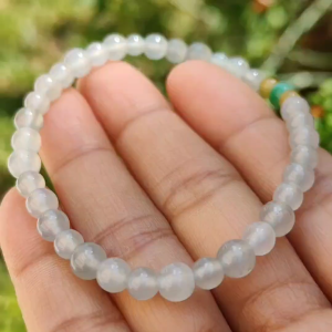 Icy Variety with Good Translucency Natural Type A Jadeite Bracelet measurement at 5.7mm with 37 beads certificate included weigh 8.60 grams suitable for casual wear and yet look elegant (bracelet6)