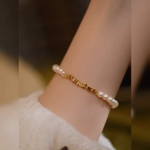 24K Saudi Gold Nasasangla pawnable 100% Original gold square natural freshwater South Sea Pearl white bracelet for women gift