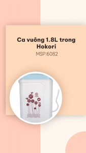 Ca vuông trong 1.8L Hokori Việt Nhật 6082 – Nhựa trong suốt có vạch chia tiện lợi. Hàng chính hãng.