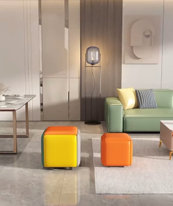 ⚡️SG Seller⚡️Leather Stool Square 5in1 Rubiks Cube Stool with Wheels for Living Room/Dining Combination 45*45cm Storage Stool