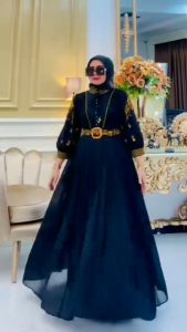 Dinda Dress Ceruty Bordir BUSUI Maxy Wanita Terbaru 2024 Kekinian Gamis Lebaran Murah BISA COD