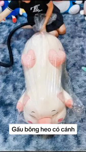Thú nhồi bông heo cánh tiên trái tim so cute -  Size từ 75cm đến 110cm - Quà tặng gấu bông heo goodnight lim dim dễ thương - Gối ôm mềm mịn cho bé.