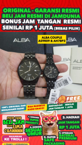 JAM TANGAN COUPLE ORIGINAL - JAM TANGAN ALBA AS9R09 and JAM ALBA AH7BP3 CT - Hitam - Stainless Steel - JD18 - JAM TANGAN PRIA JAM TANGAN WANITA + ALBA AS9R09X1 ALBA AH7BP3X1 ALBA AS9R ALBA AH7B JAM TANGAN PASANGAN ALBA ORIGINAL S003