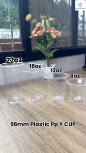 Best price🥤50PCS Y-Shape Plastic Cups with Lids [8 oz 12 oz 16 oz 22 oz] 95 mm Milk Tea Cups with Lids Disposable Plastic Cups