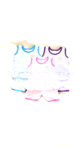 Comfy Cotton Sleeveless Top & Shorts Set for Girls 6M-12M - Breathable Home Wear with Eyelet Accents