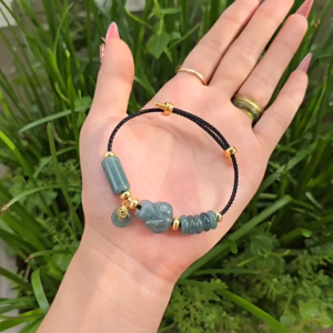 Q705 Vòng cáp lu thống ngũ điếu hồ ly đồng điếu Lam Ngọc treo móc kim tiền V10k không kén mệnh - Phong Thủy TUDO