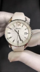 ADRIATICA Swiss Made Classic White Ceramic Bezel Silicone Strap Womens Watch A3699.5S53Q Free Leather Strap