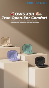 Rock X911 OWS Bluetooth Earphones Open Ear Comfort Hook Design Earphone Music Call Noise Cancellation