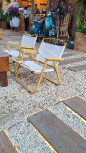 Ghế Xếp Camping Khung Thép Tay Gỗ Thịt