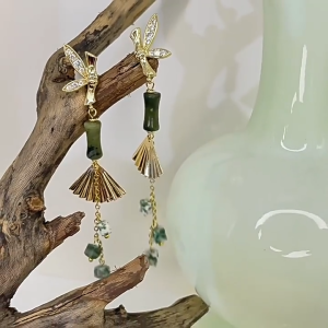 Bông tai nữ đi đám cưới Hàn Quốc - bông tai vàng dài nữ bông tai dây dài bông tay dài kểu hoa tai đẹp bông tai dáng dài hoa tai DF727 trang sức nữ BSTKD - [NaLa Shop]