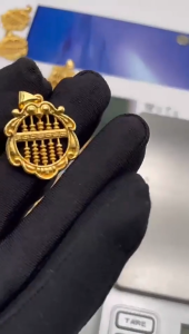 Gold 916 Original Mens Owl Abacus Pendant Blessing Lucky Necklace