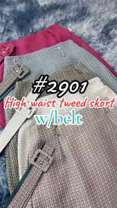Vernice Collection High Waist Tweed Skirt Short With Belt Can Fit From 25-30 Waist Line 2901