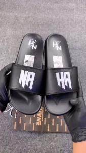 NAHA - Sandal Slop Karet Pria Wanita Logo Hitam Distro Size 34-43
