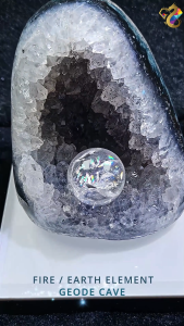 Collectors Grade Rare Clear Quartz with Black Mica Super 7 Geode Cave