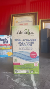 Bột vệ sinh Almawin không mùi đạt chuẩn ECO cho máy rửa bát làm sạch cặn canxi dầu mỡ bảo vệ máy nhập khẩu Đức