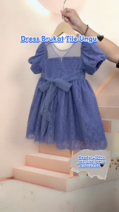 Dress Anak Perempuan Motif Brukat Tile Ungu