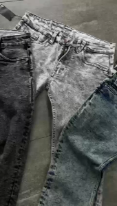 Celana Jeans Panjang Long Pants Denim Slimfit Stretch - Black Sandwash